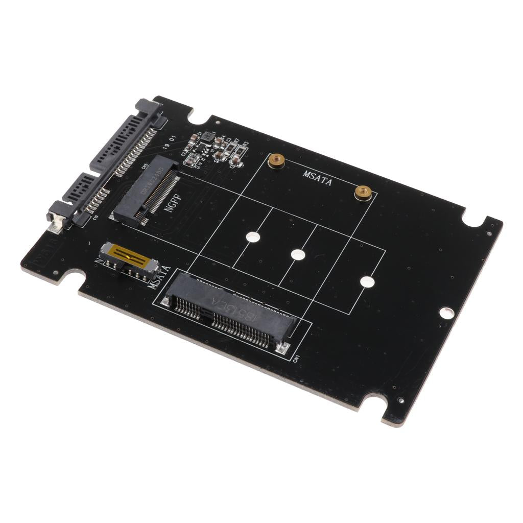 M.2 or MSATA to SATA Adapter, 2-in-1 Card Support SATA or Ngff B Key