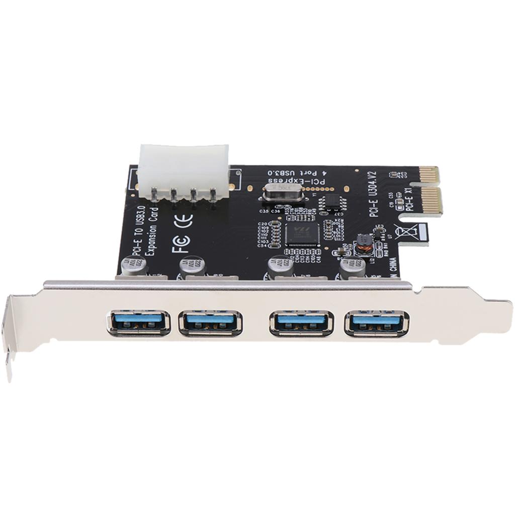 PCI-E USB 3.0 Hub Adapter Expansion Card 4 USB Port w/4PIN Power Supply Port