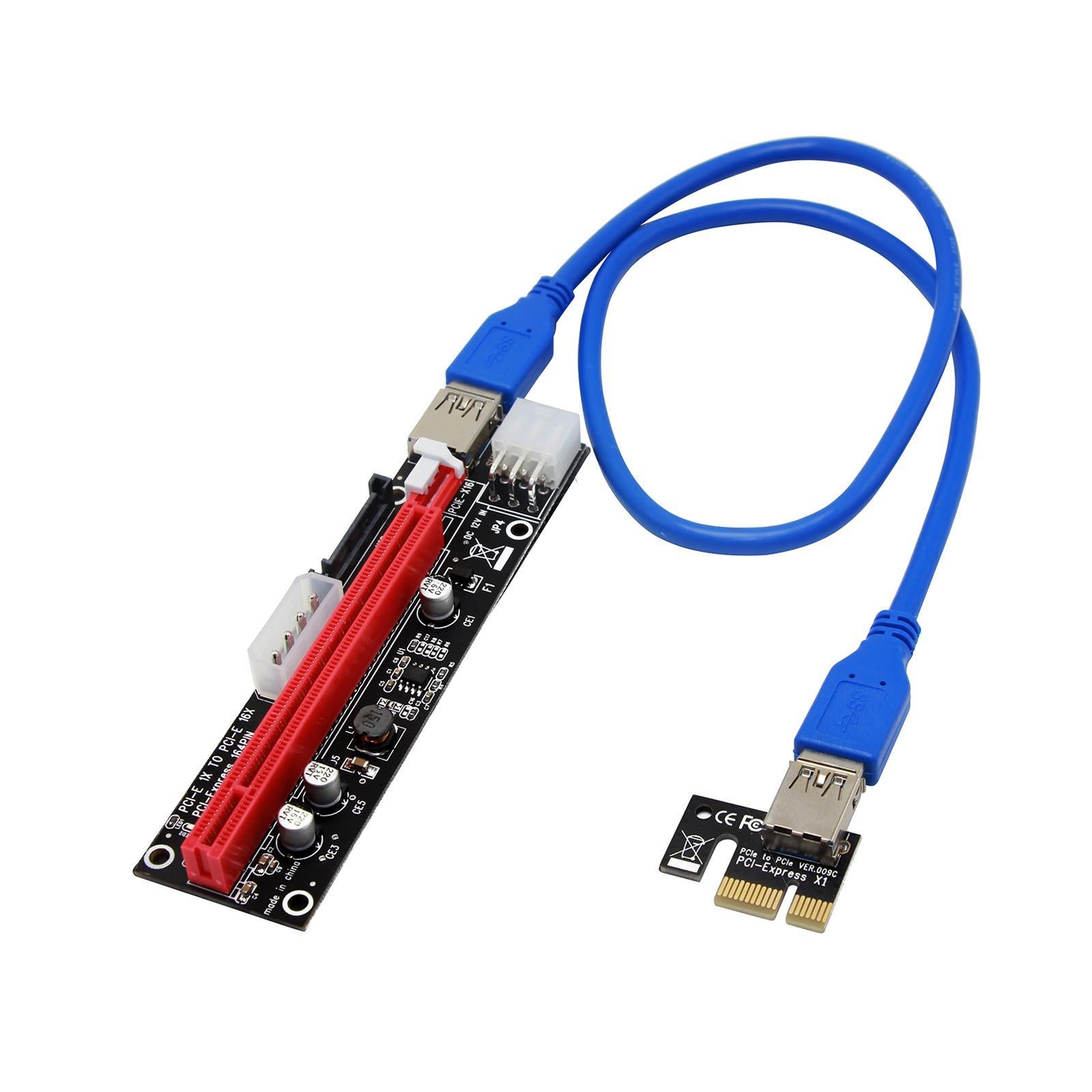 USB 3.0 Express 1x to 16x PCI-E GPU Extender Riser Card Adapter Cable 6 Pin