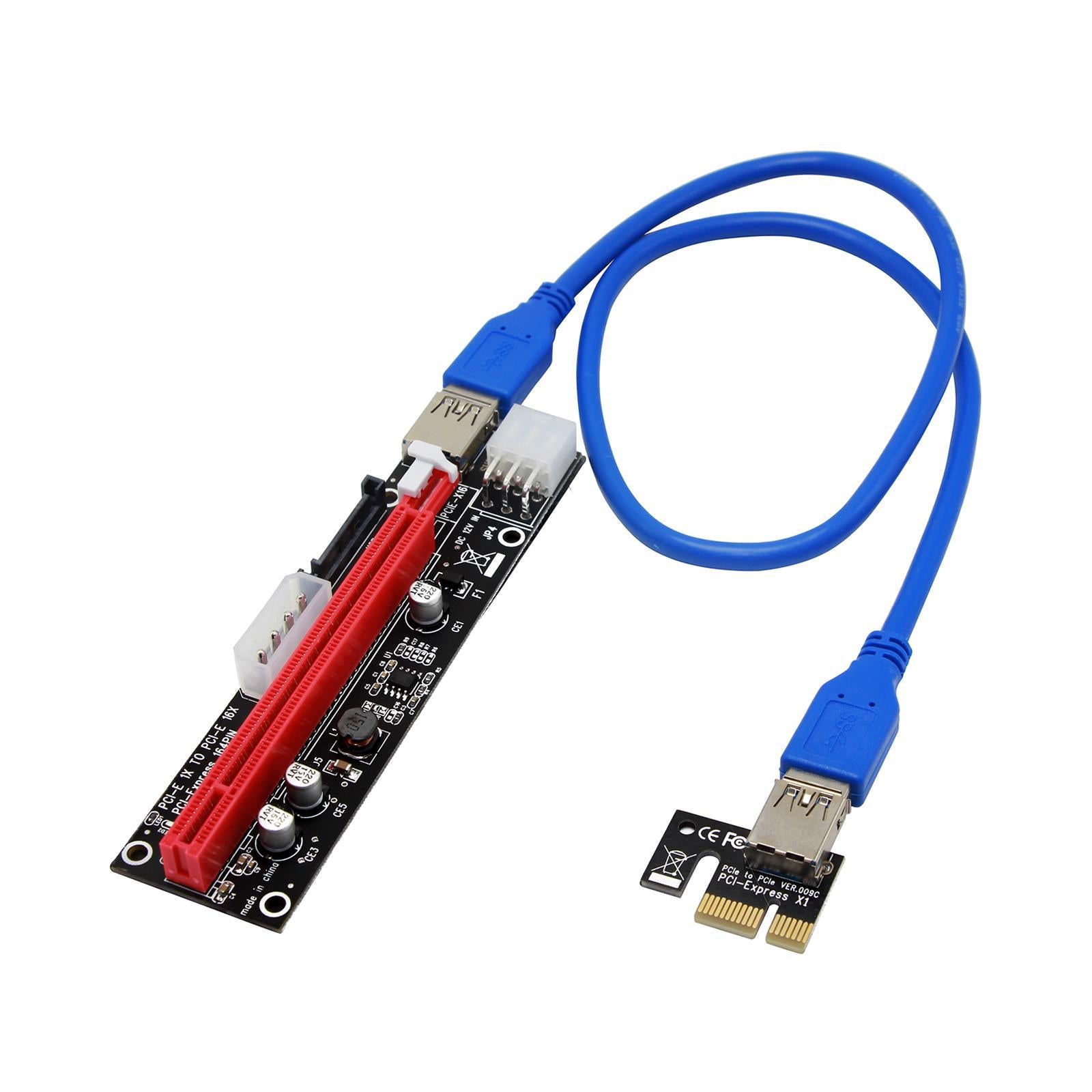 USB 3.0 Express 1x to 16x PCI-E GPU Extender Riser Card Adapter Cable 6 Pin