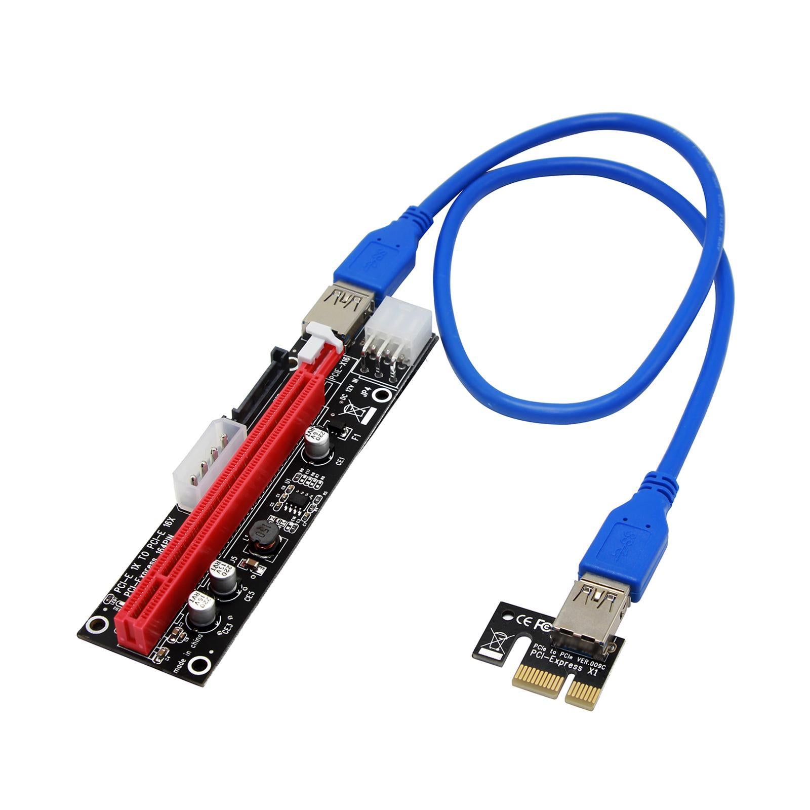 USB 3.0 Express 1x to 16x PCI-E GPU Extender Riser Card Adapter Cable 6 Pin