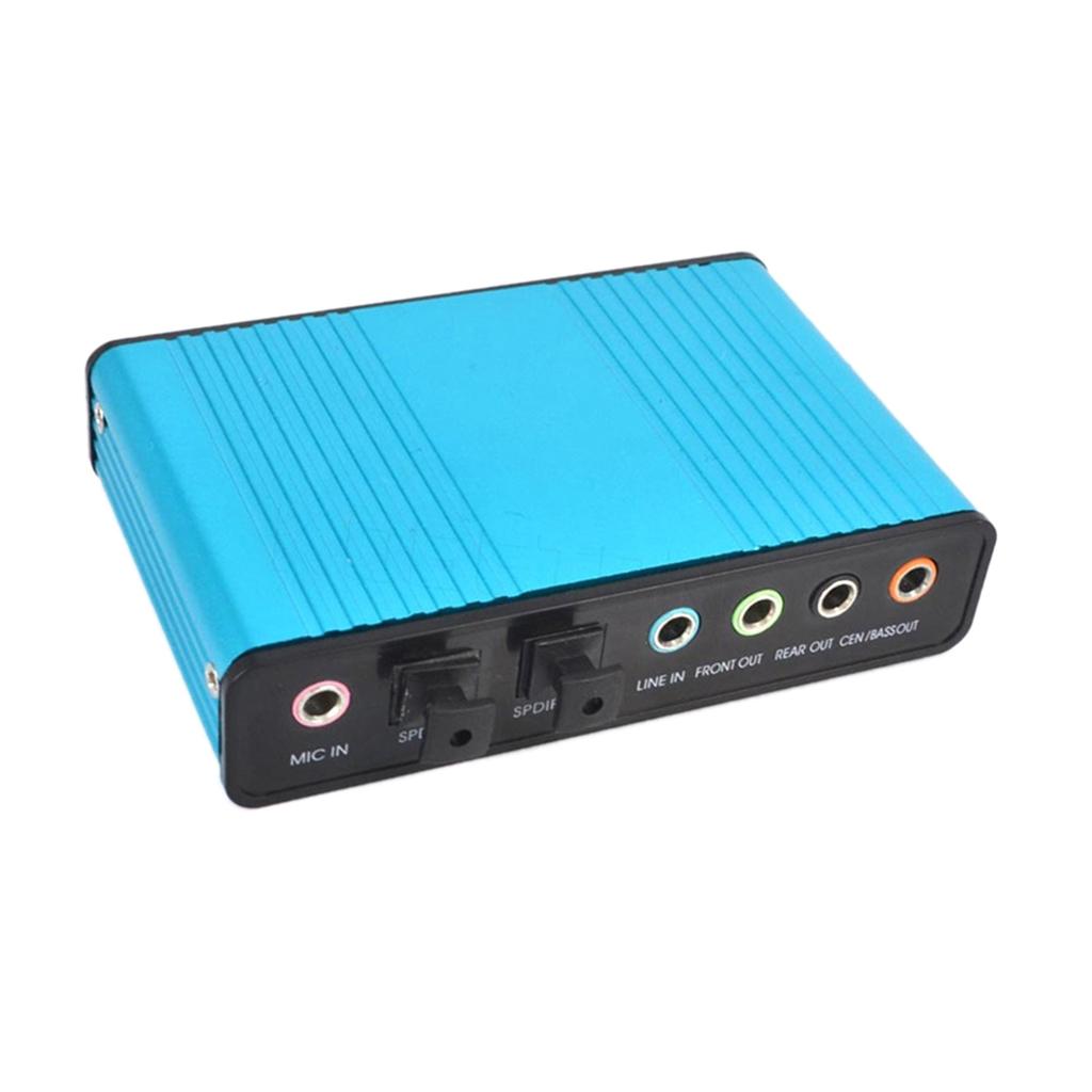 USB External Sound Card 5.1 Surround Sound Optical Audio Sound Card, Blue