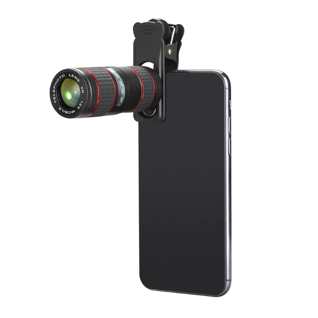 5 in 1 Phone Zoom Lens 12X HD Telephoto Fisheye Monocular Macro Lens Kit