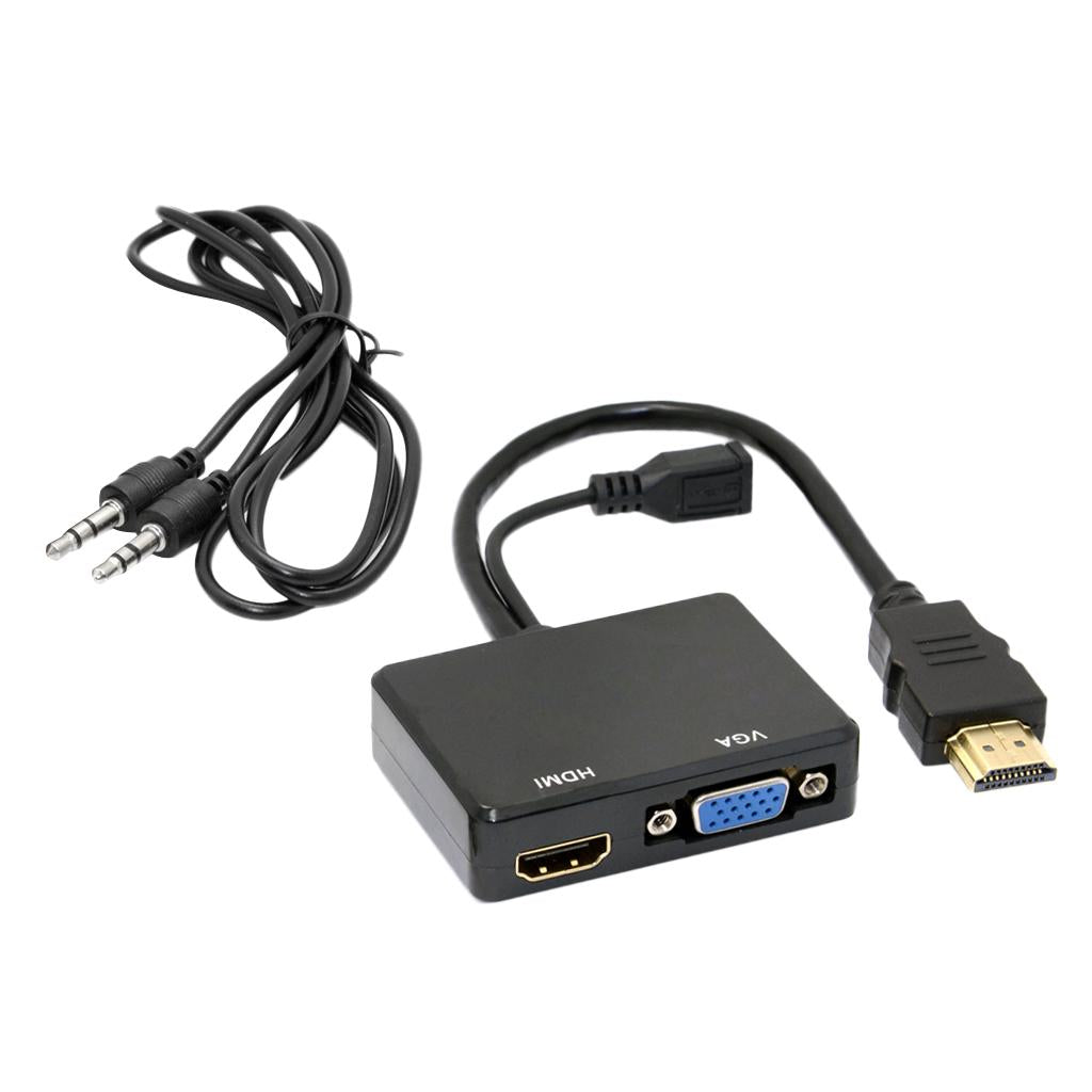 HDMI to VGA and HDMI Female Splitter Adapter Cable Converter for HDTV PC