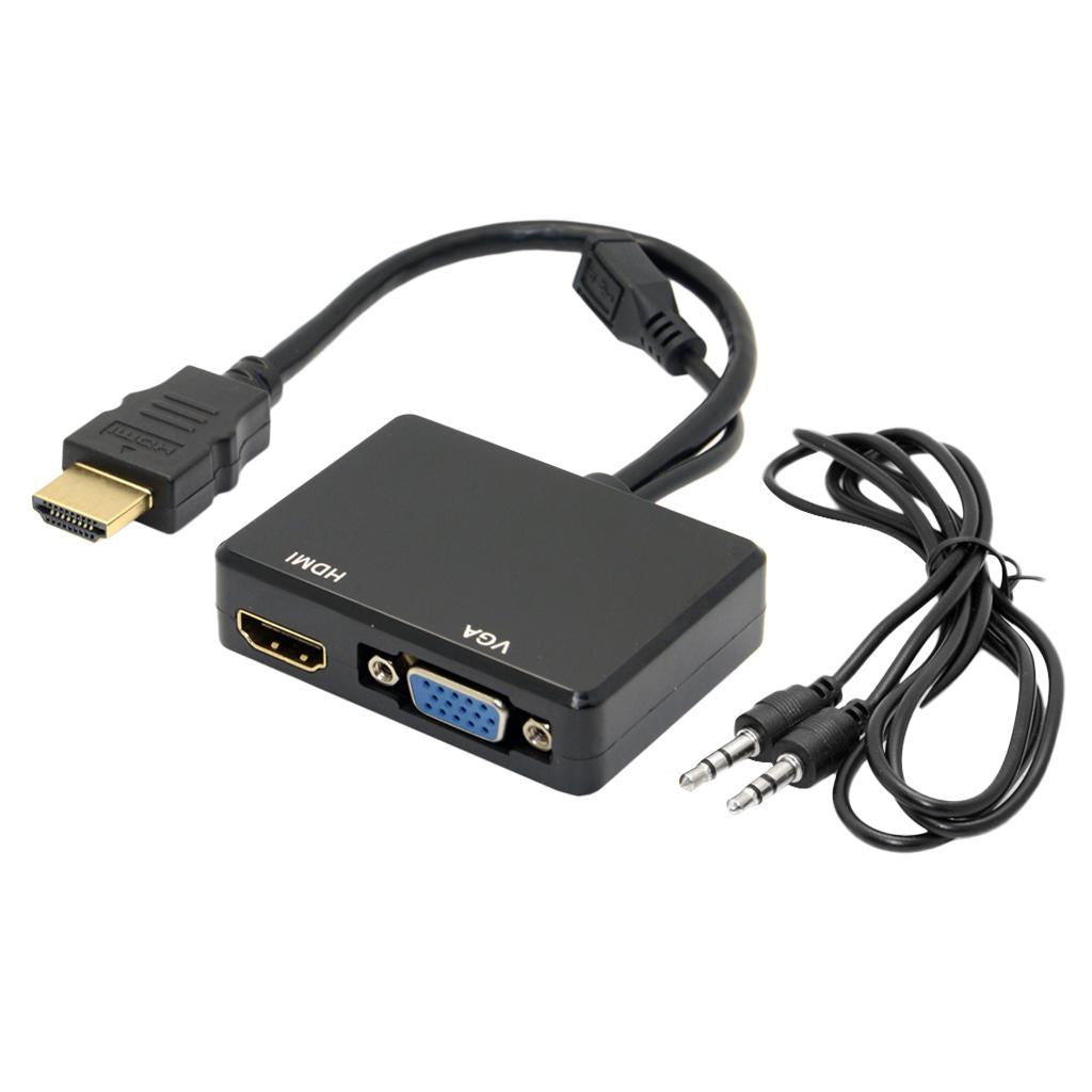 HDMI to VGA and HDMI Female Splitter Adapter Cable Converter for HDTV PC