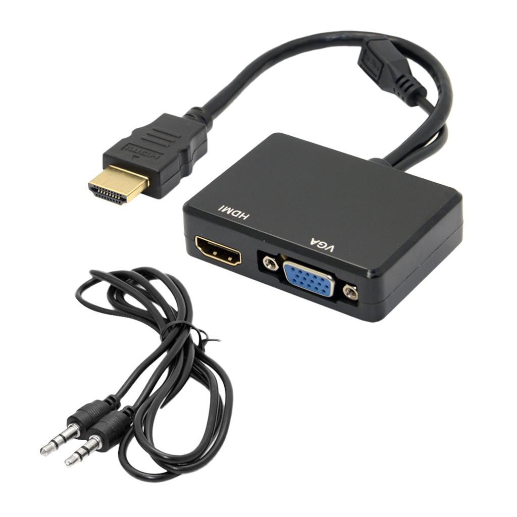 HDMI to VGA and HDMI Female Splitter Adapter Cable Converter for HDTV PC