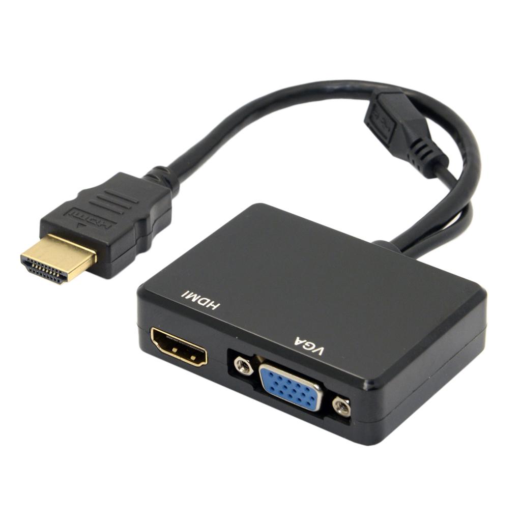 HDMI to VGA and HDMI Female Splitter Adapter Cable Converter for HDTV PC