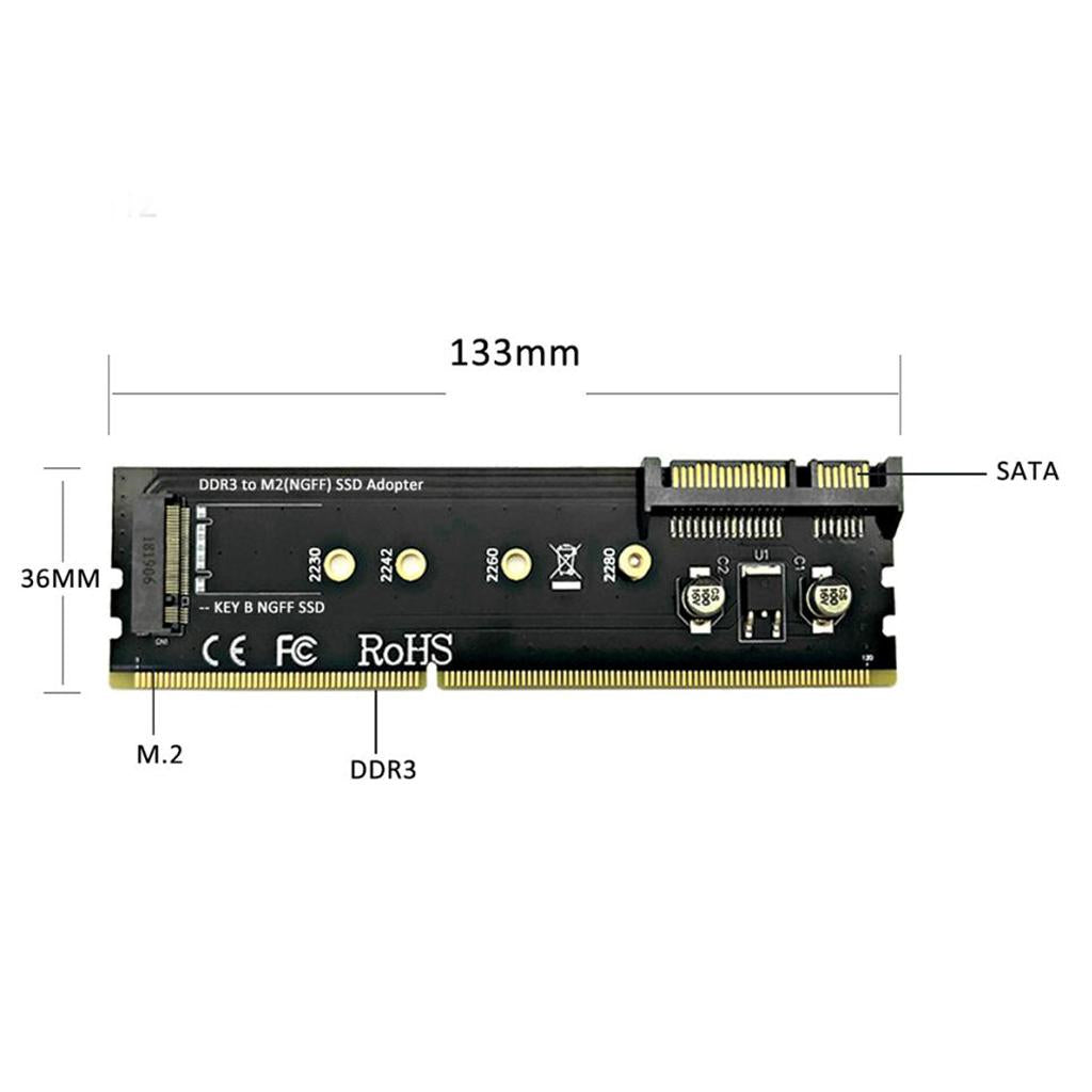 SATA DDR3 to M.2 (NGFF) Key B SSD Adapter Expansion Card