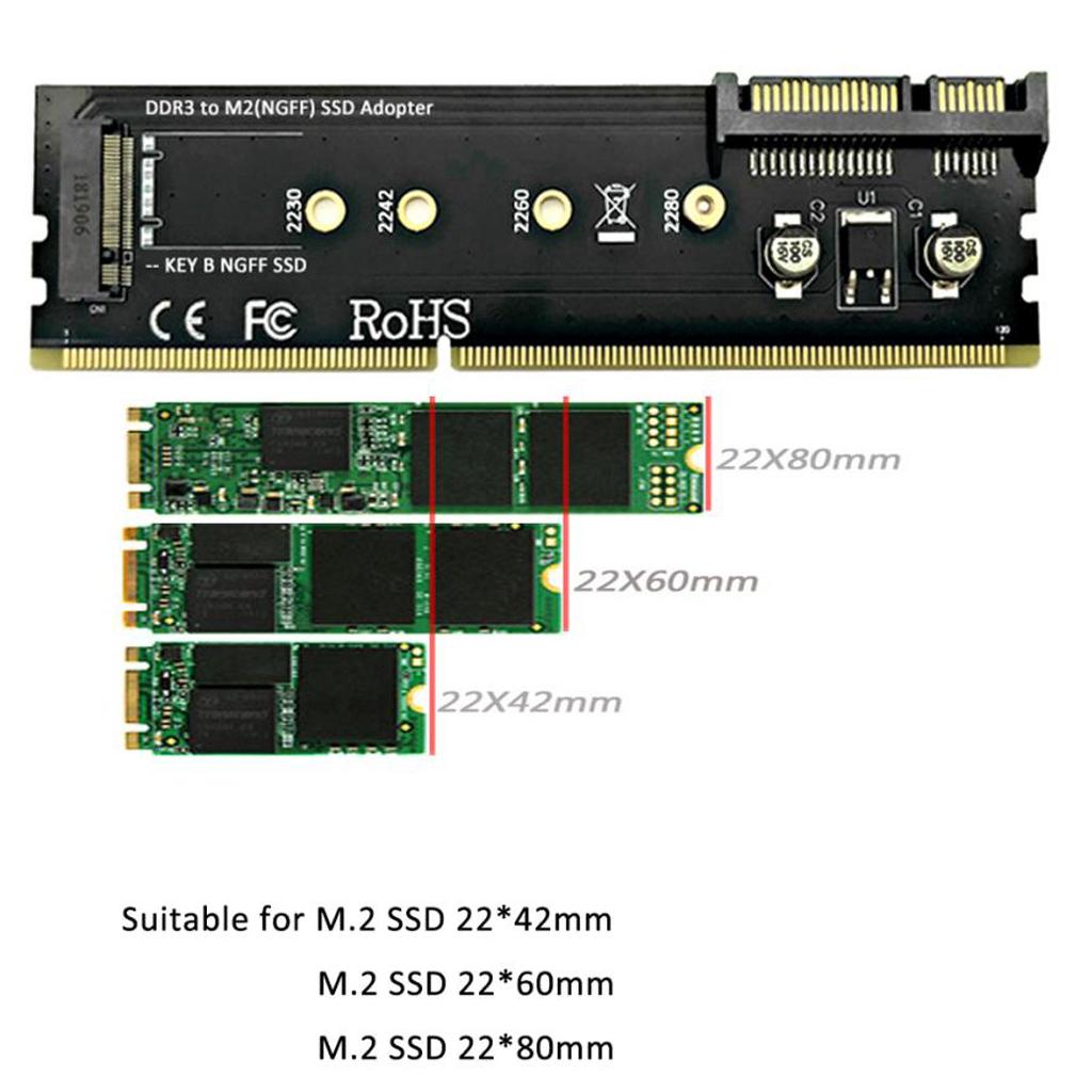 SATA DDR3 to M.2 (NGFF) Key B SSD Adapter Expansion Card