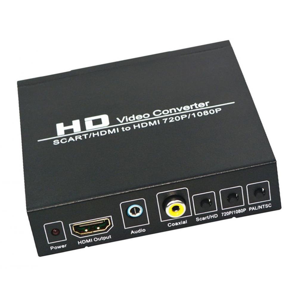 1Pack SCART to HDMI Converter Support HDMI Connector Output Metal Black