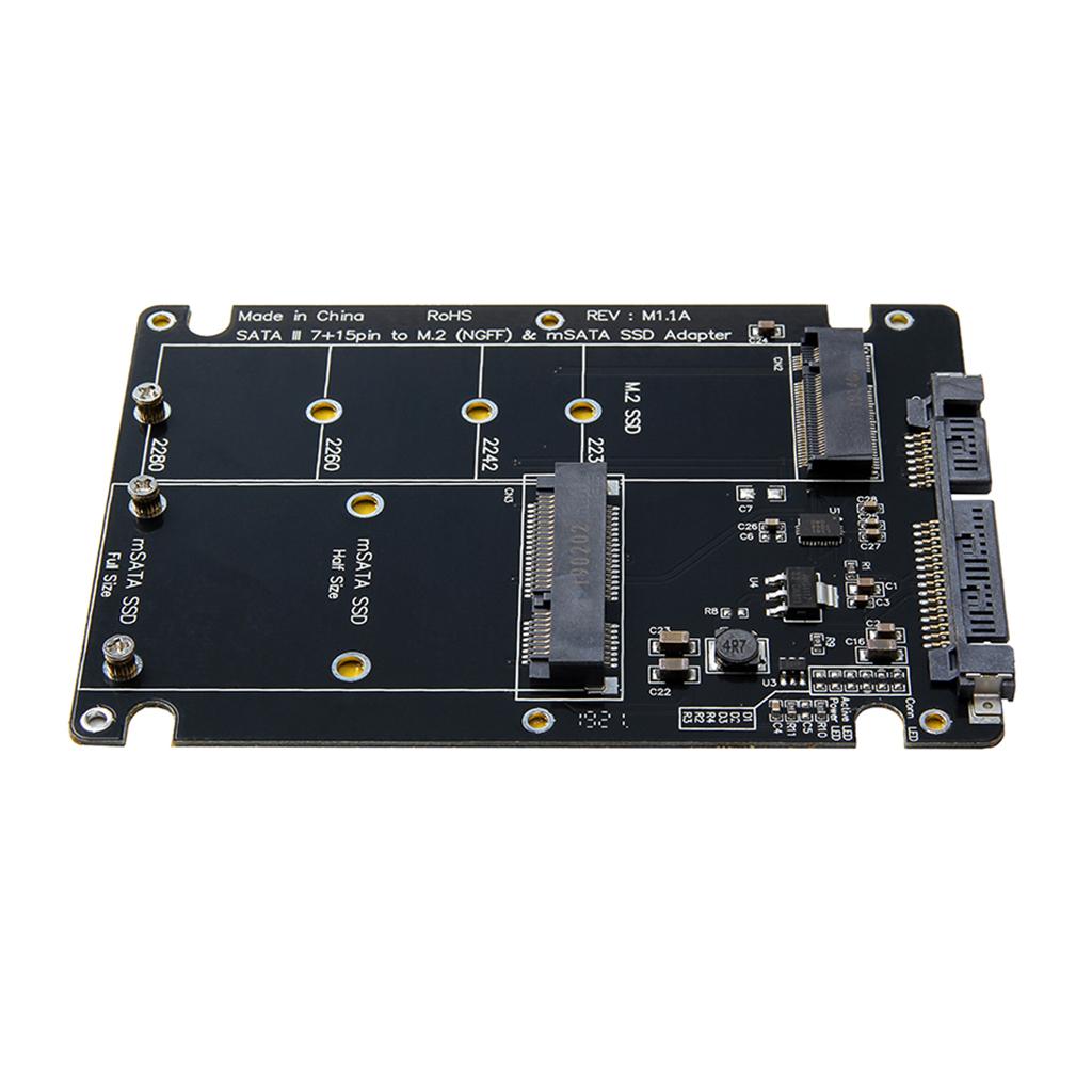 2 in 1 Combo M.2 NGFF B-Key & mSATA SSD to SATA 3.0 Adapter Card