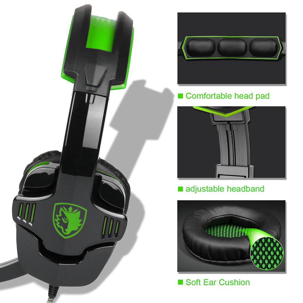 3.5mm Gaming Headsets with Microphone Anti-Noise for PS4 Laptop Green