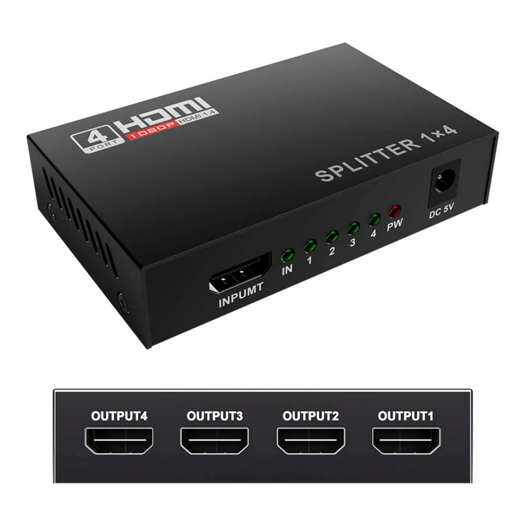 HDMI Splitter Box Full HD 1080p Video 1 Port to 4 Port Split Out V1.4 Power