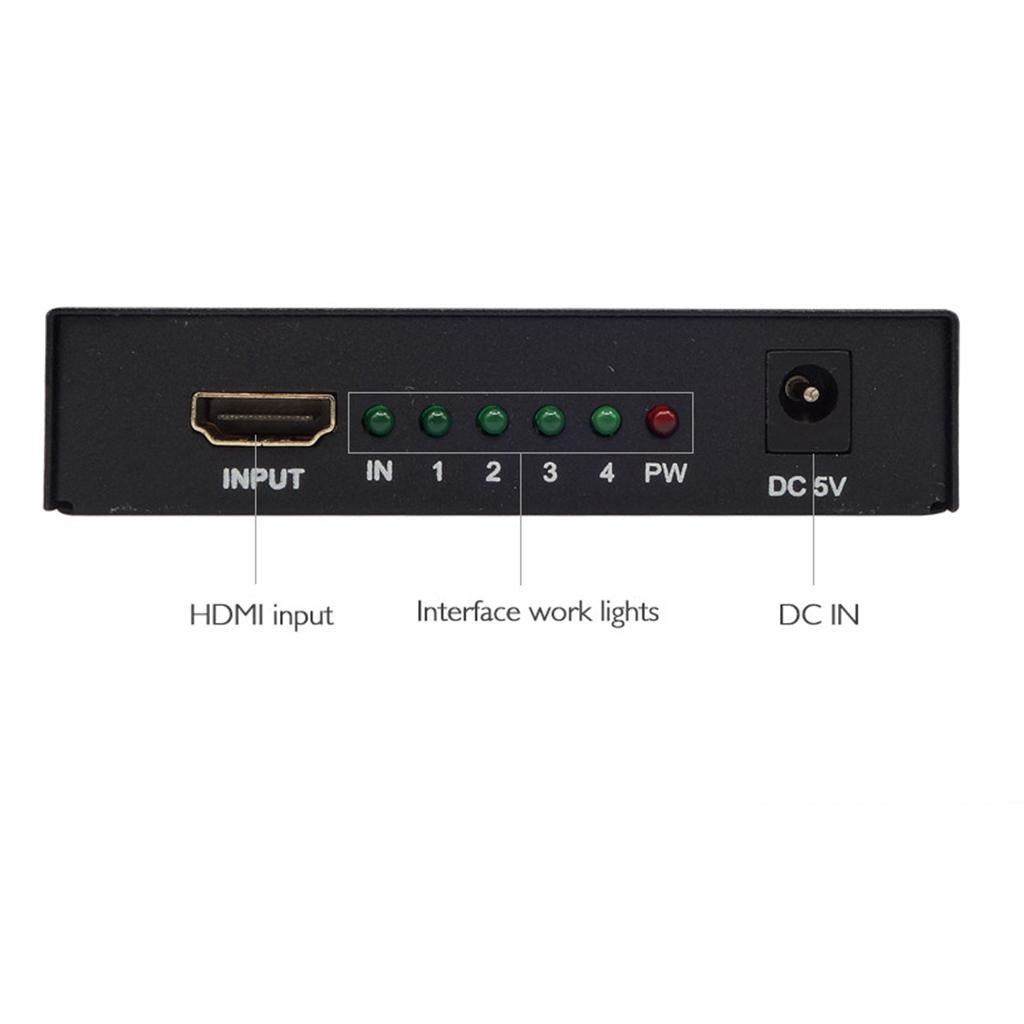 HDMI Splitter Box Full HD 1080p Video 1 Port to 4 Port Split Out V1.4 Power