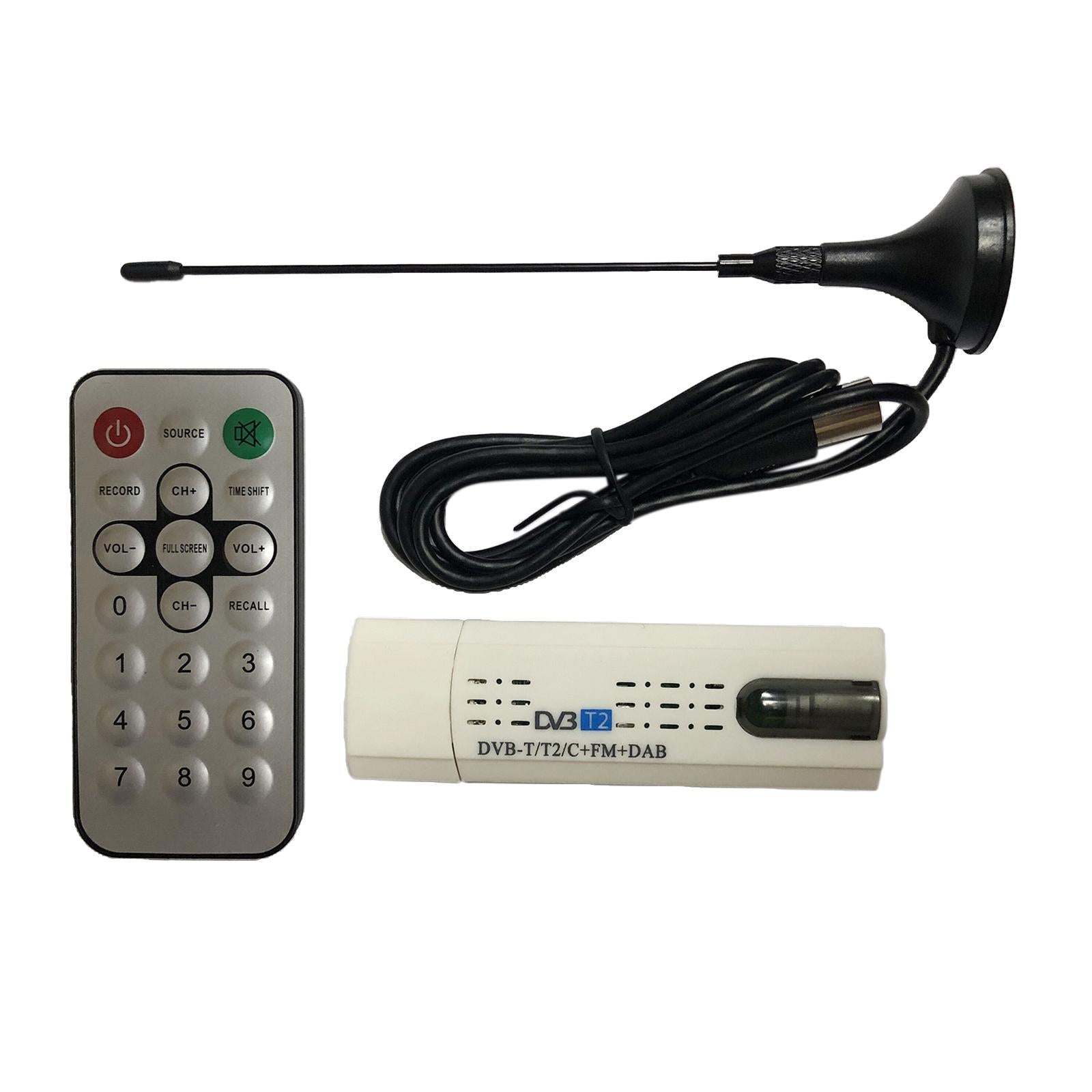 USB 2.0 DVB-T2/T/C TV Stick FM DAB TV Tuner Antenna Receiver Remote