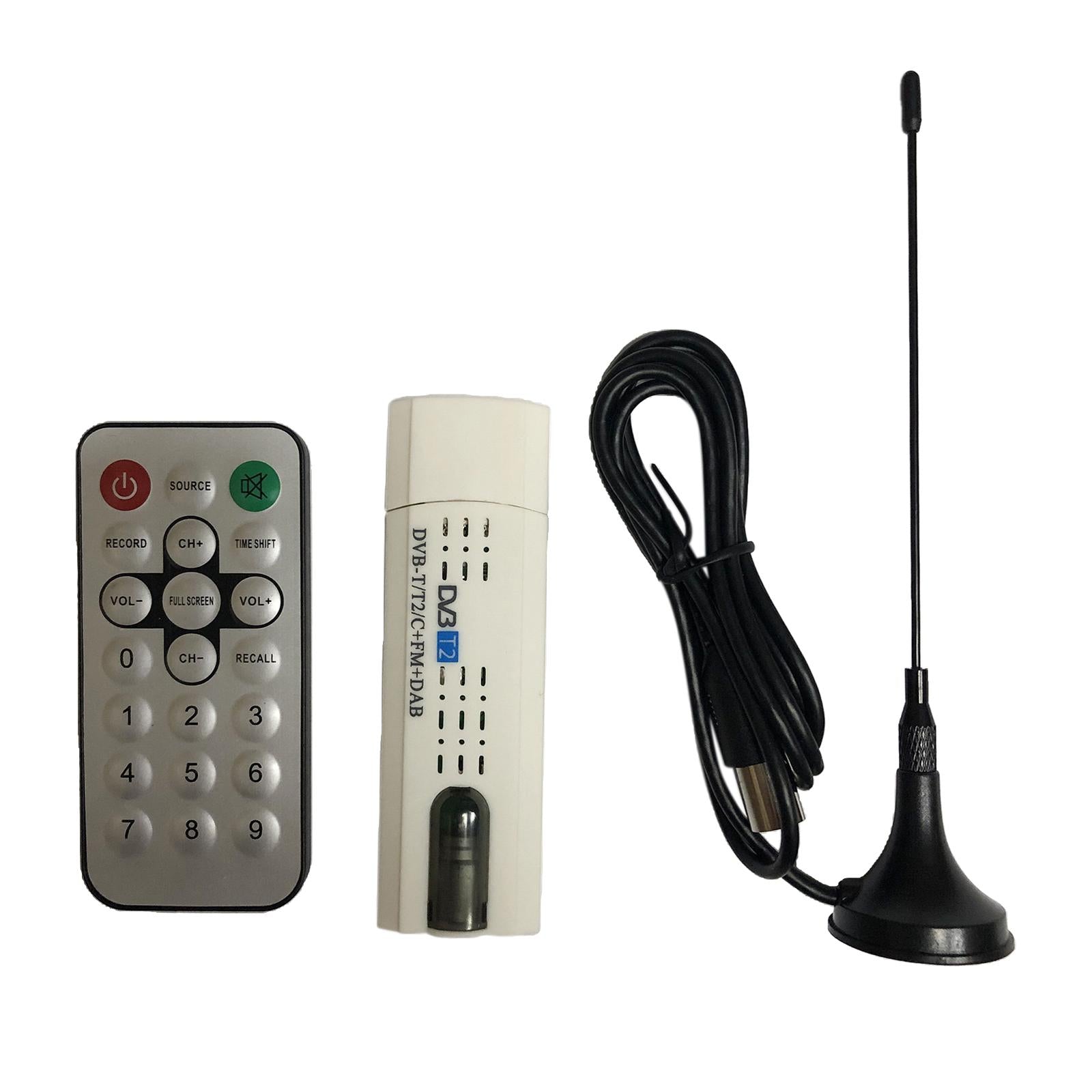 USB 2.0 DVB-T2/T/C TV Stick FM DAB TV Tuner Antenna Receiver Remote