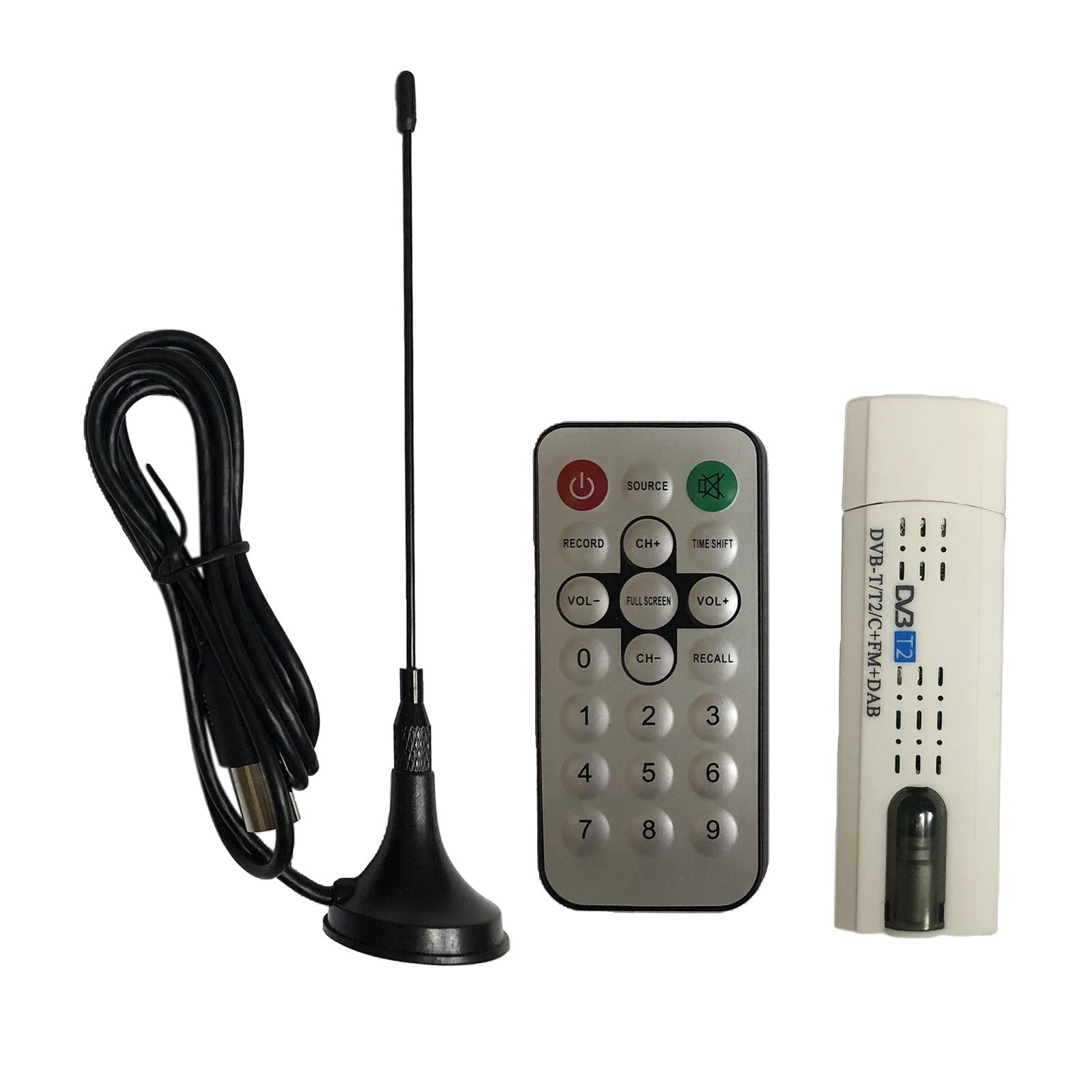 USB 2.0 DVB-T2/T/C TV Stick FM DAB TV Tuner Antenna Receiver Remote