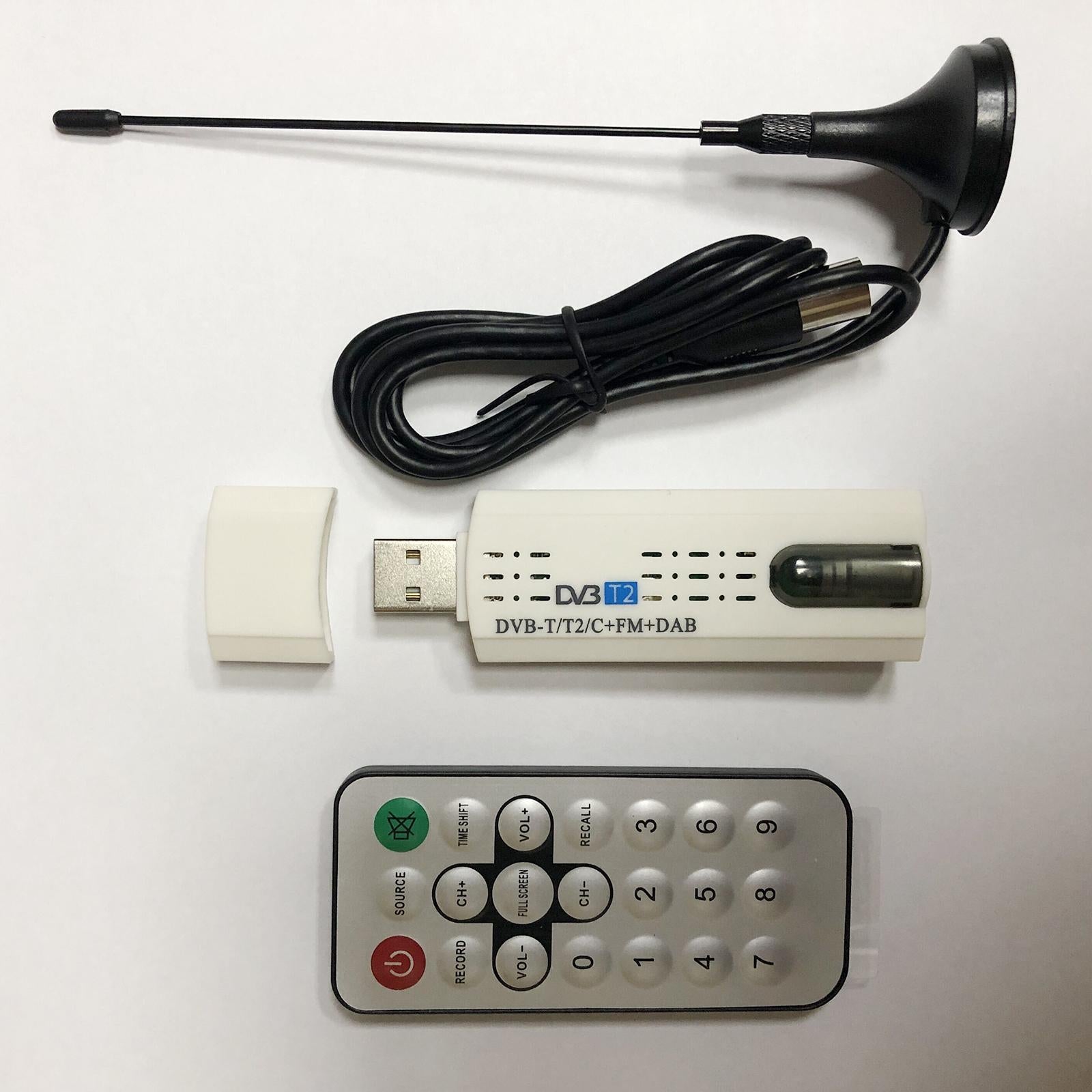 USB 2.0 DVB-T2/T/C TV Stick FM DAB TV Tuner Antenna Receiver Remote