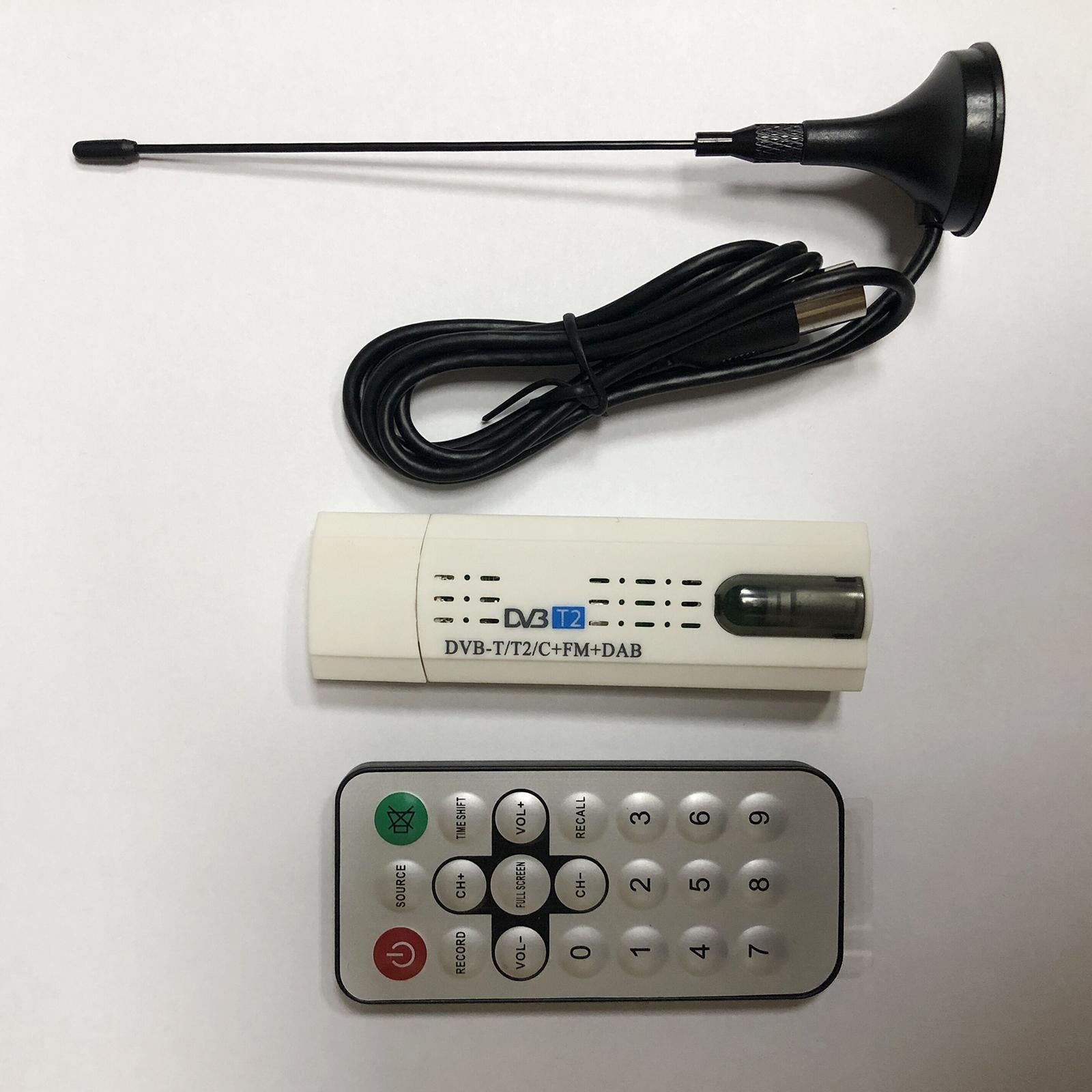 USB 2.0 DVB-T2/T/C TV Stick FM DAB TV Tuner Antenna Receiver Remote