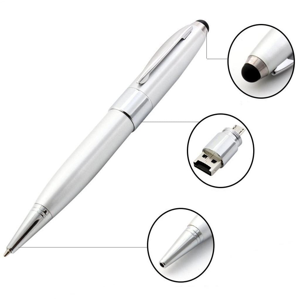 New Silver 4 in 1 Ballpoint OTG SD TF Card Reader Stylus Memory Card Adapter