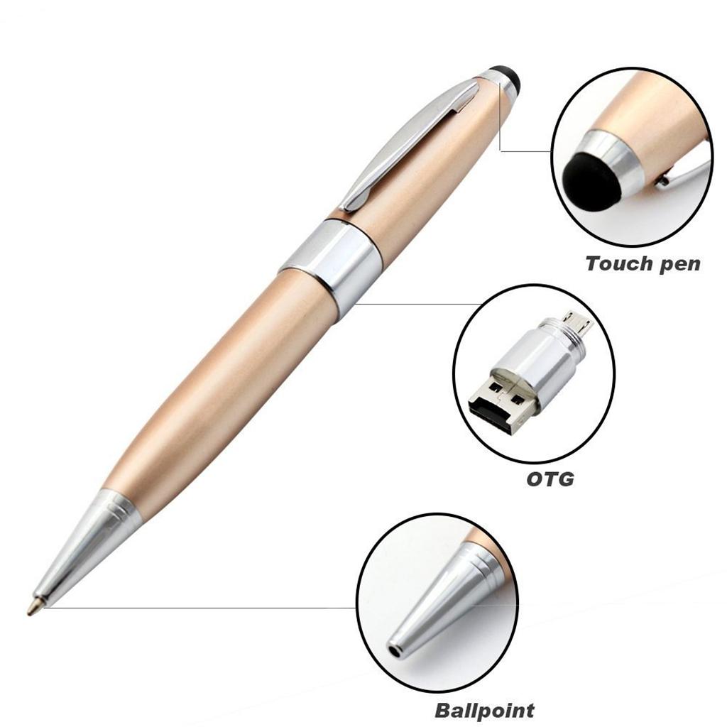 New Golden 4 in 1 Ballpoint OTG SD TF Card Reader Stylus Memory Card Adapter