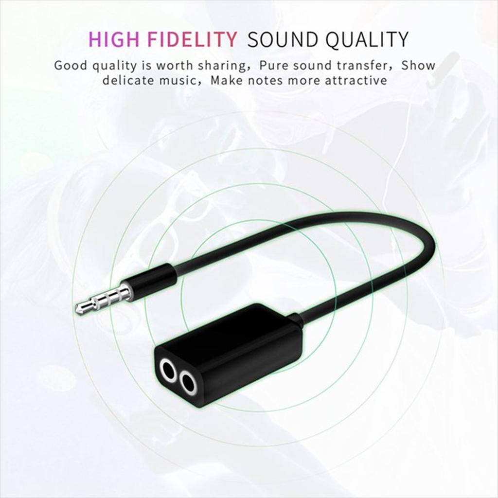 Qy5 3.5mm 1 Male to 2 Female Audio Converter Splitter Stereo Extension Cable