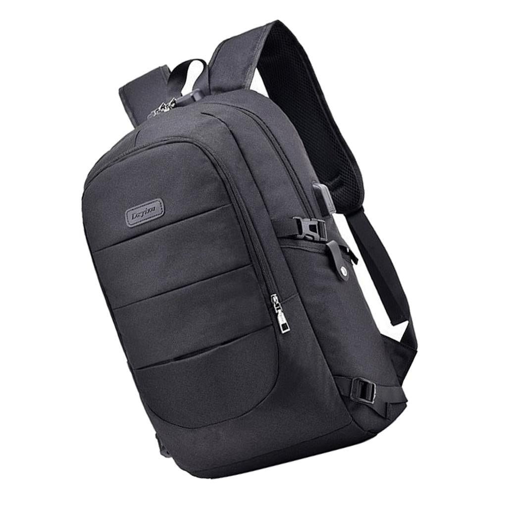 Anti-theft USB Charging Backpack Laptop Notebook Travel School Bag Black