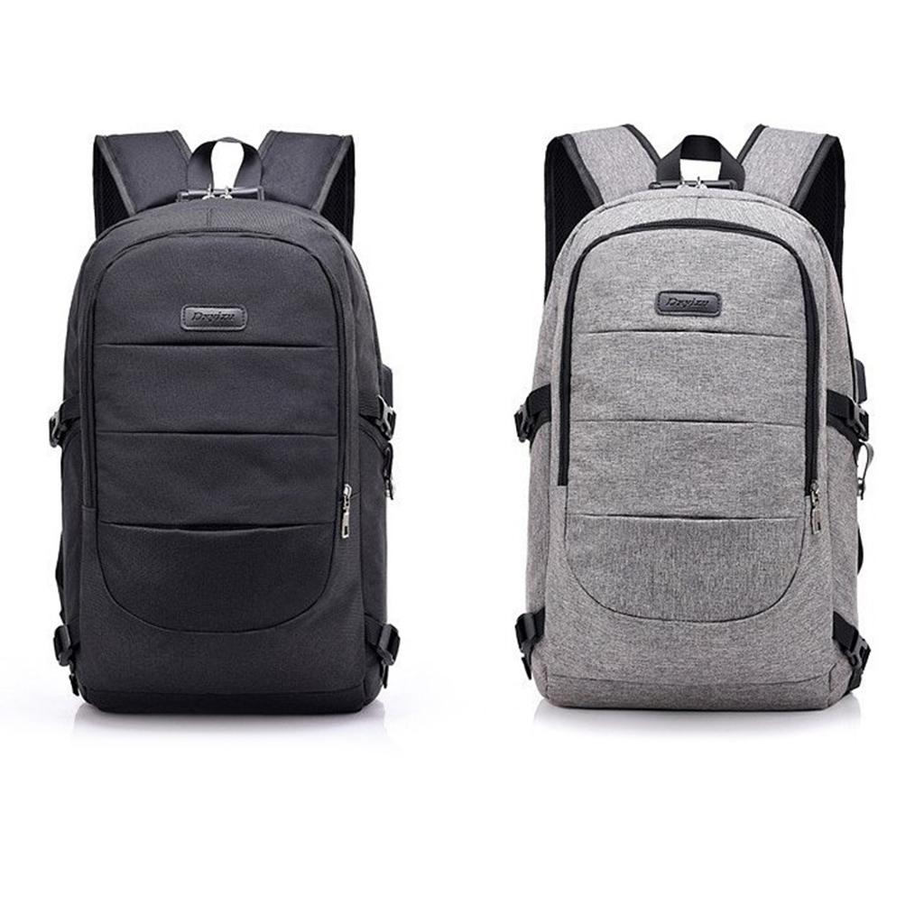 Anti-theft USB Charging Backpack Laptop Notebook Travel School Bag Black