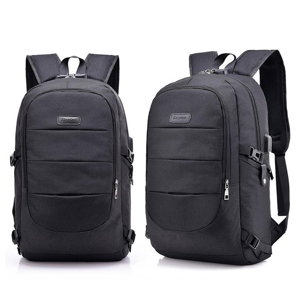 Anti-theft USB Charging Backpack Laptop Notebook Travel School Bag Black