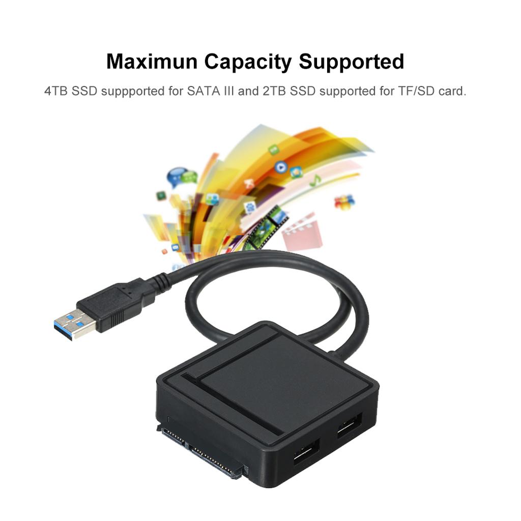 USB 3.0 to SATA Adapter TF SD Card Reader USB 3.0 Hub Converter for HDD