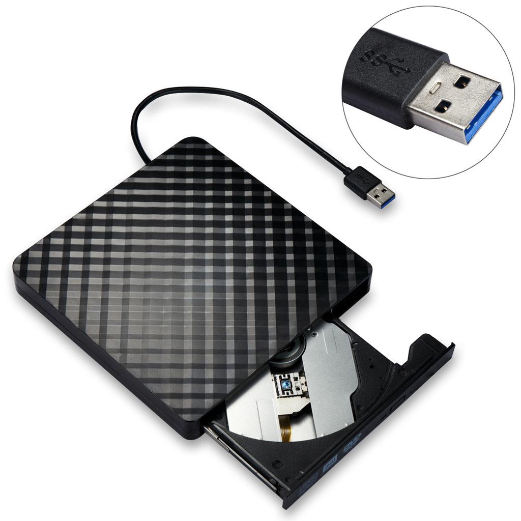 External USB 3.0 High-speed Slim DVD Burner Optical Drive for Desktop Black