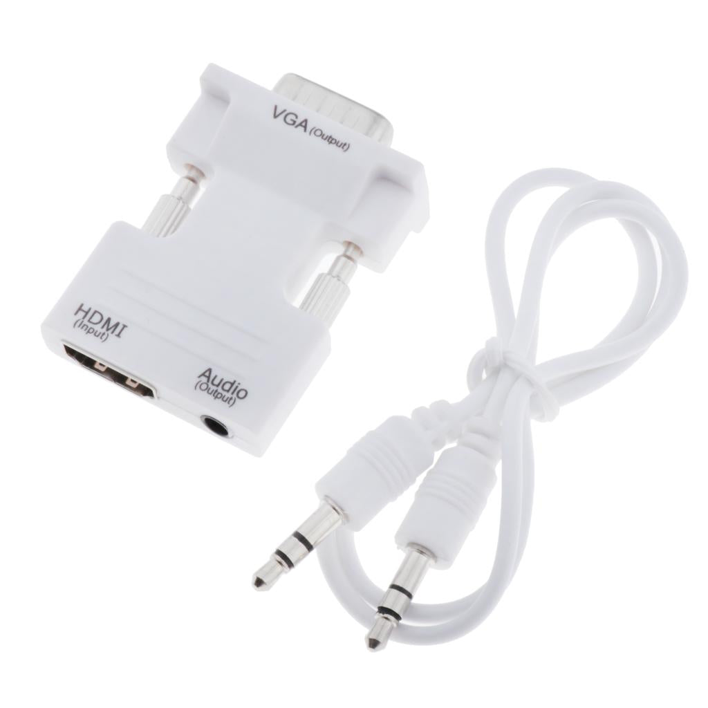 1080P HDMI Female to VGA Male with Audio Cable Converter Adapter White