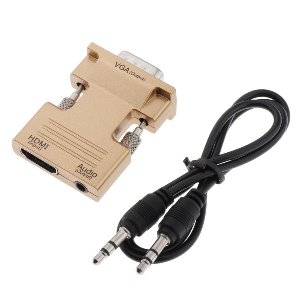 1080P HDMI Female to VGA Male with Audio Cable Converter Adapter Golden