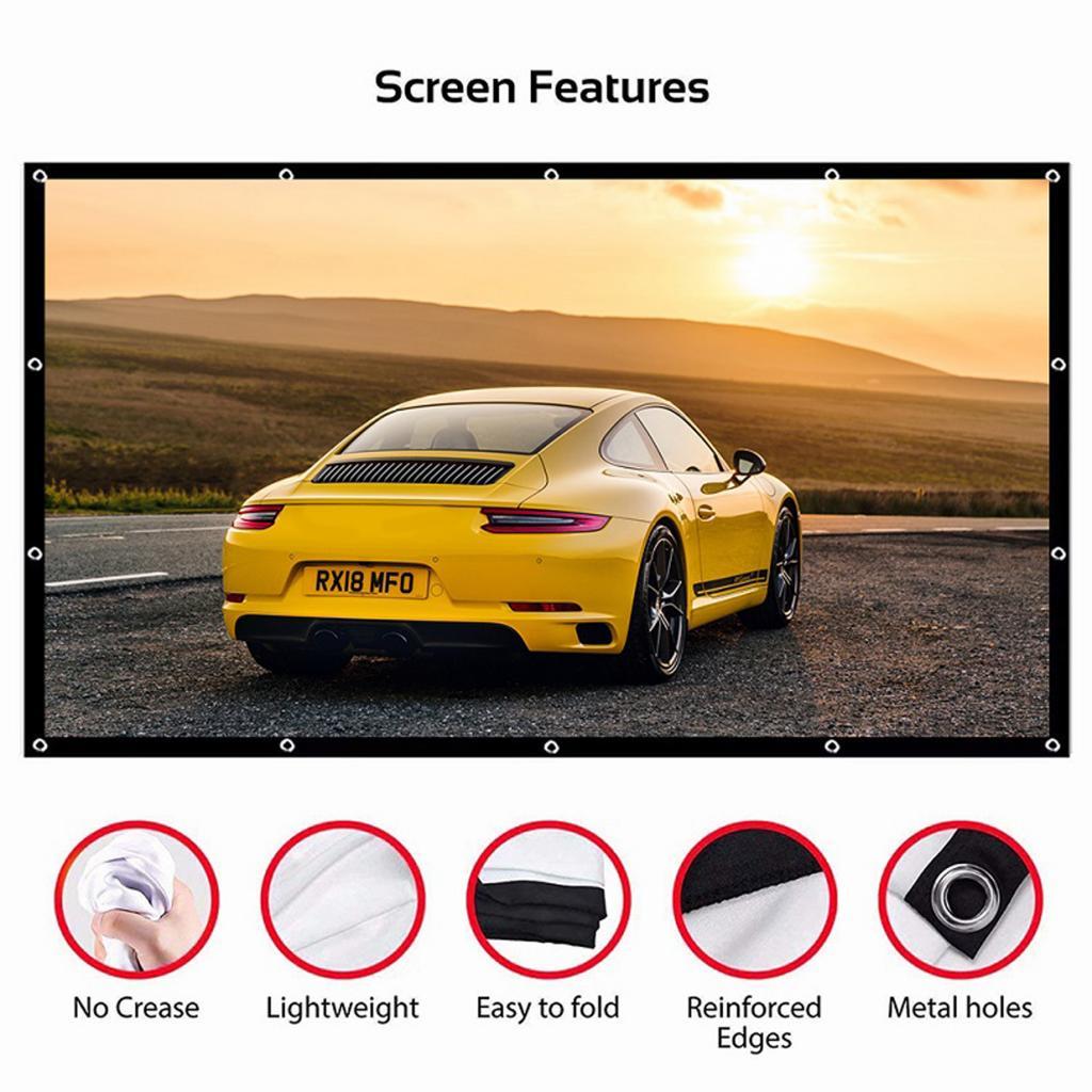 Projector 16:9 HD Foldable Projection Screen for Home  120 inch