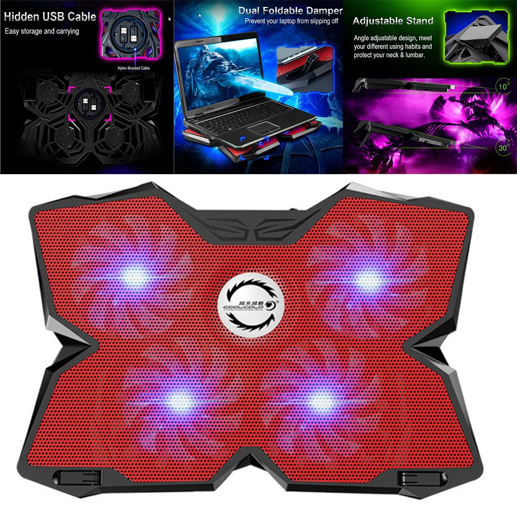 Laptop Cooling Pad 12-17'' Notebook Silent Cooler Stand with 4 Fans 1400RPM