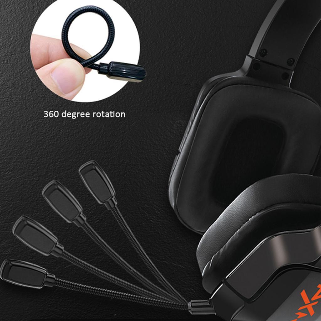 Gaming Headset with Noise Reduction Detachable Mic Adjustable for PC Black