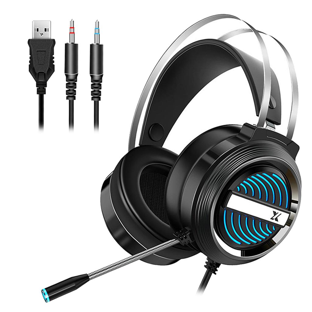 X9 USB + 3.5mm Gaming Headset with Mic 7 LED for PS4 PC Laptop  black