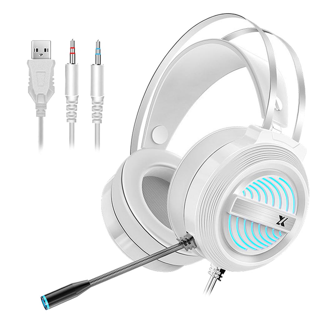 X9 USB + 3.5mm Gaming Headset with Mic 7 LED for PS4 PC Laptop  white