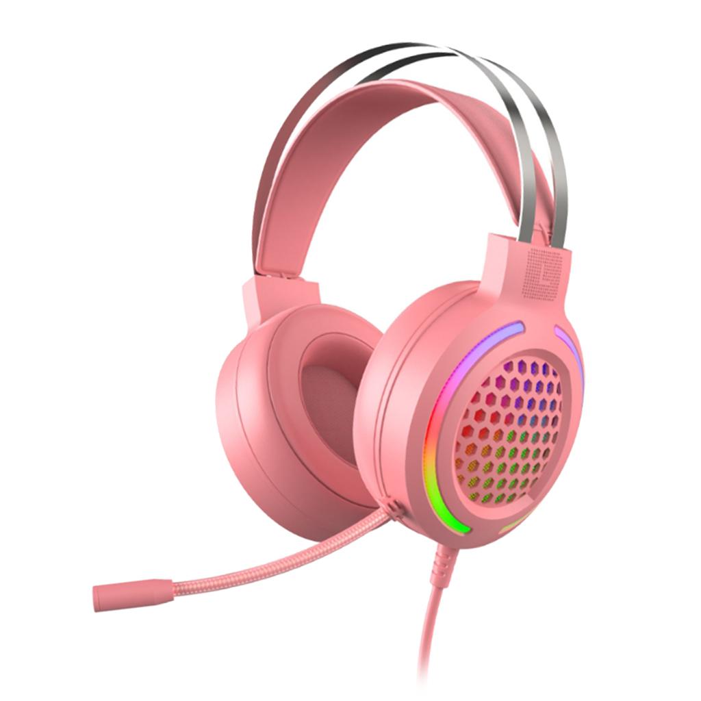 X2 Gaming Headset with Mic 7.1 Surround Sound with RGB LED Backlit Pink