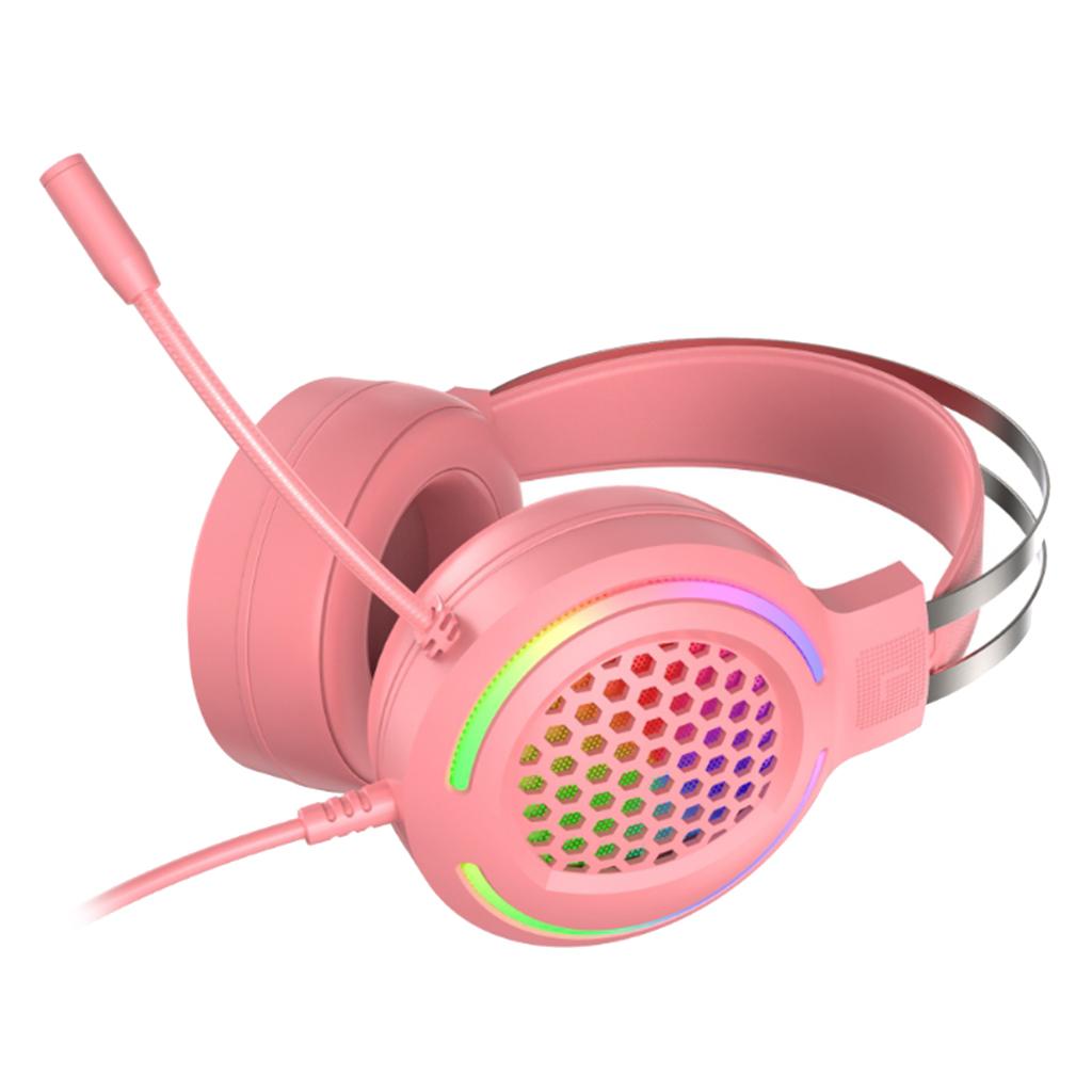 X2 Gaming Headset with Mic 7.1 Surround Sound with RGB LED Backlit Pink