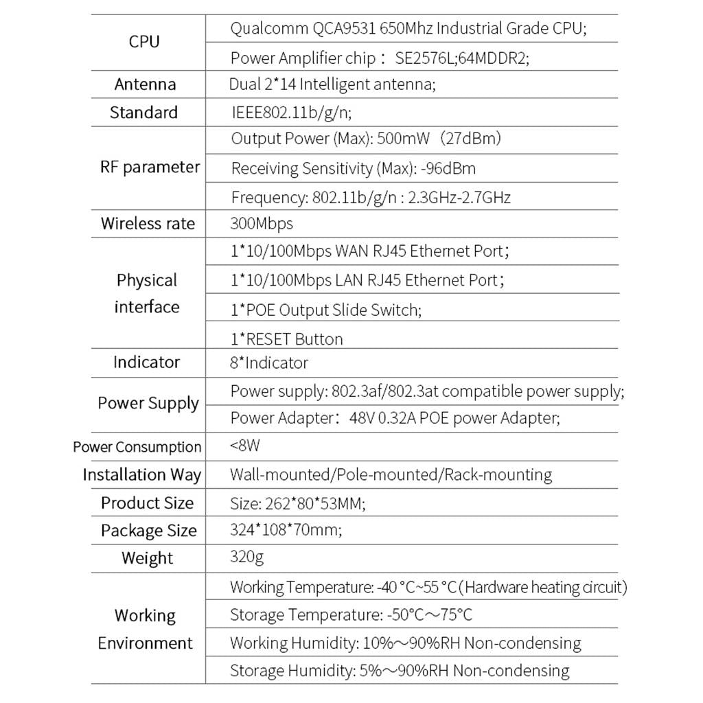 Comfast 300Mbps Outdoor CPE 2.4G wifi AccessPoint Wireless Bridge