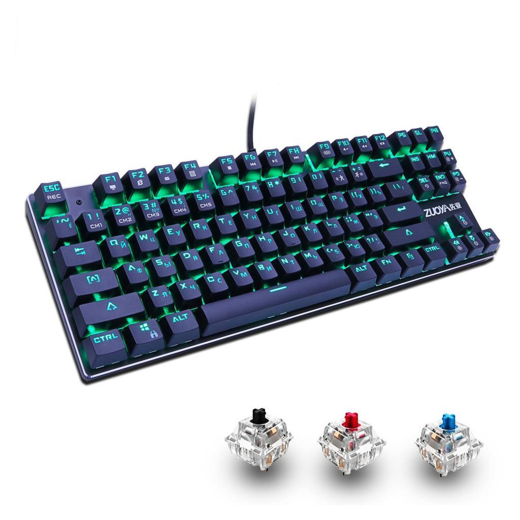 ZUOYA Gaming Mechanical Keyboard Wired Backlit 87Key Blue Switch Mixed Color