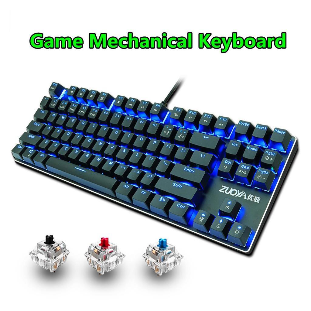 ZUOYA Gaming Mechanical Keyboard Wired Backlit 87Key Blue Switch Mixed Color