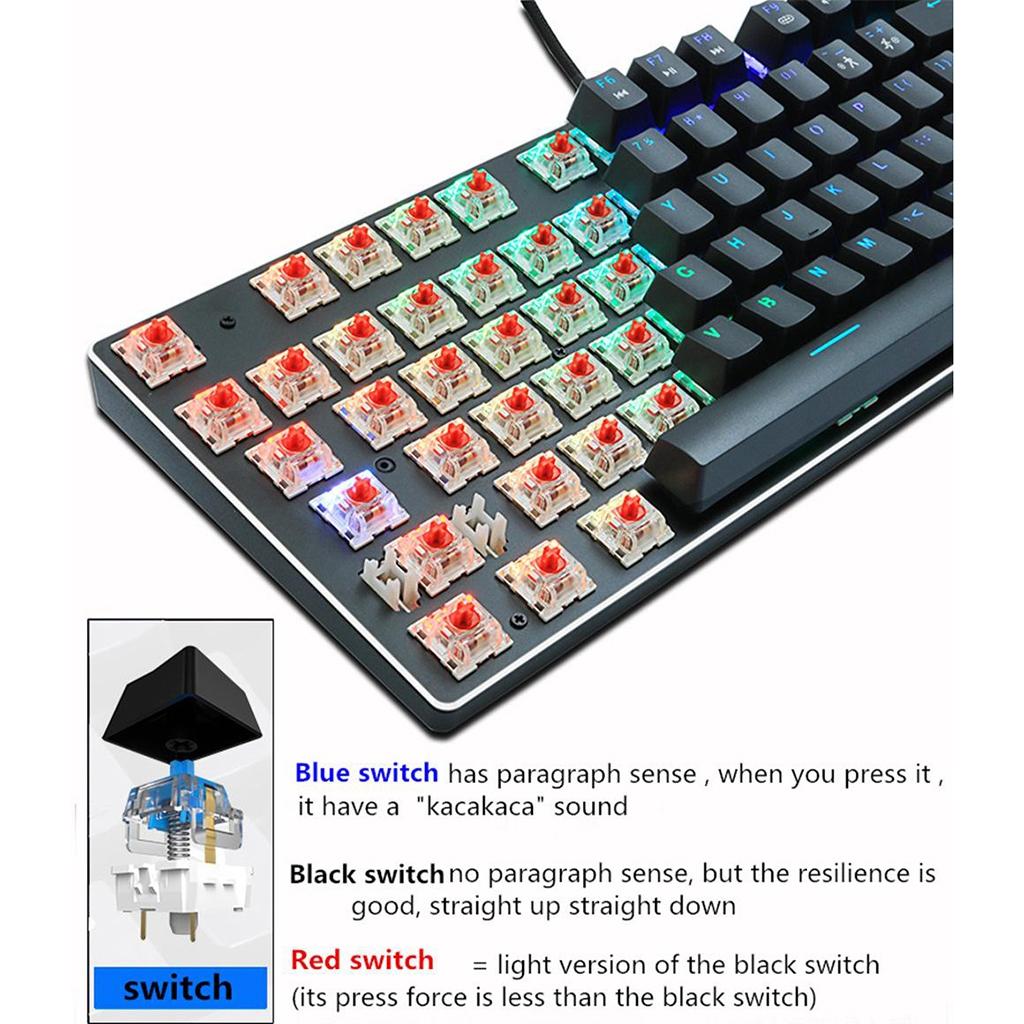 ZUOYA Gaming Mechanical Keyboard Wired Backlit 87Key Blue Switch RGB