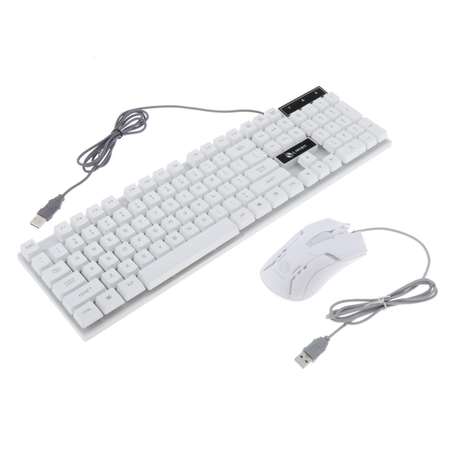 Wired Gaming Keyboard RGB Backlit Multimedia Keys white set