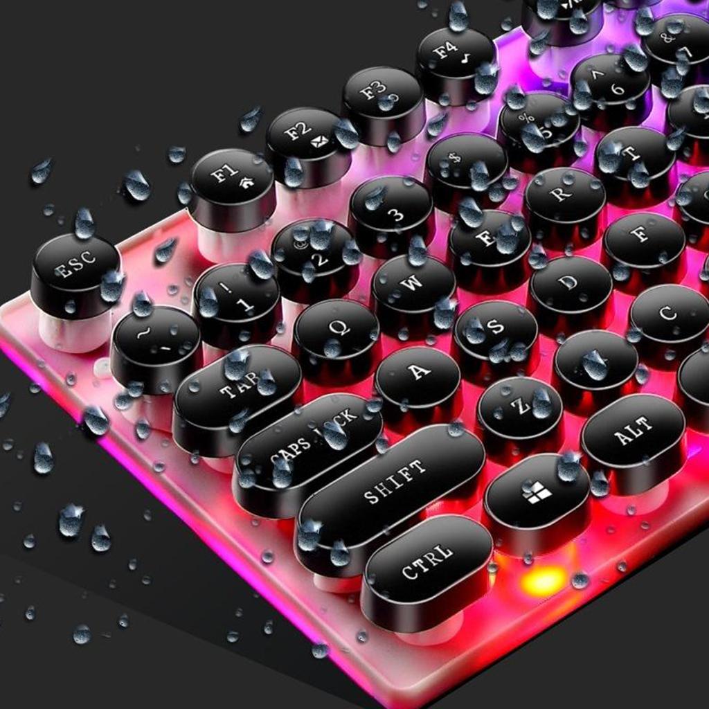 Wired Gaming Keyboard RGB Backlit Multimedia Keys punk  black