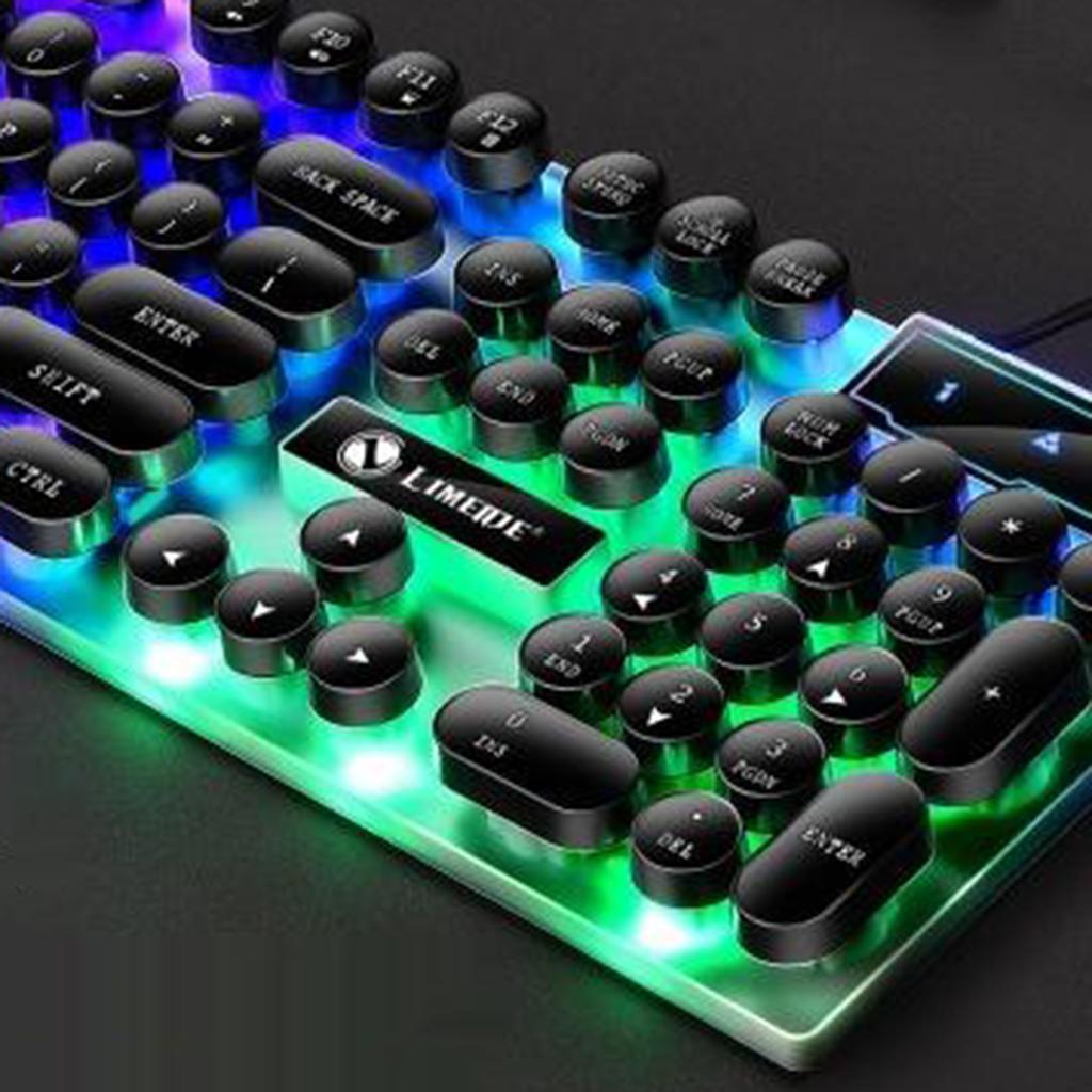 Wired Gaming Keyboard RGB Backlit Multimedia Keys punk black 1