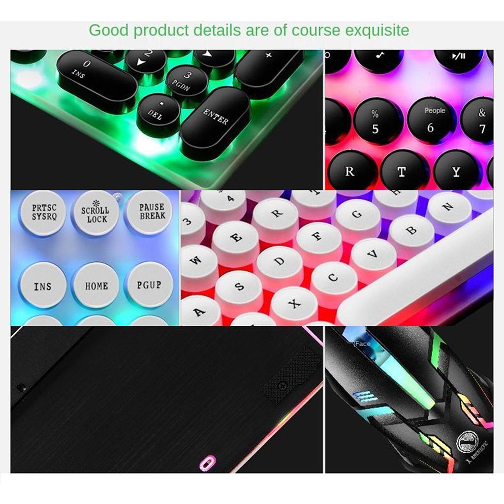 Wired Gaming Keyboard RGB Backlit Multimedia Keys punk   white 2