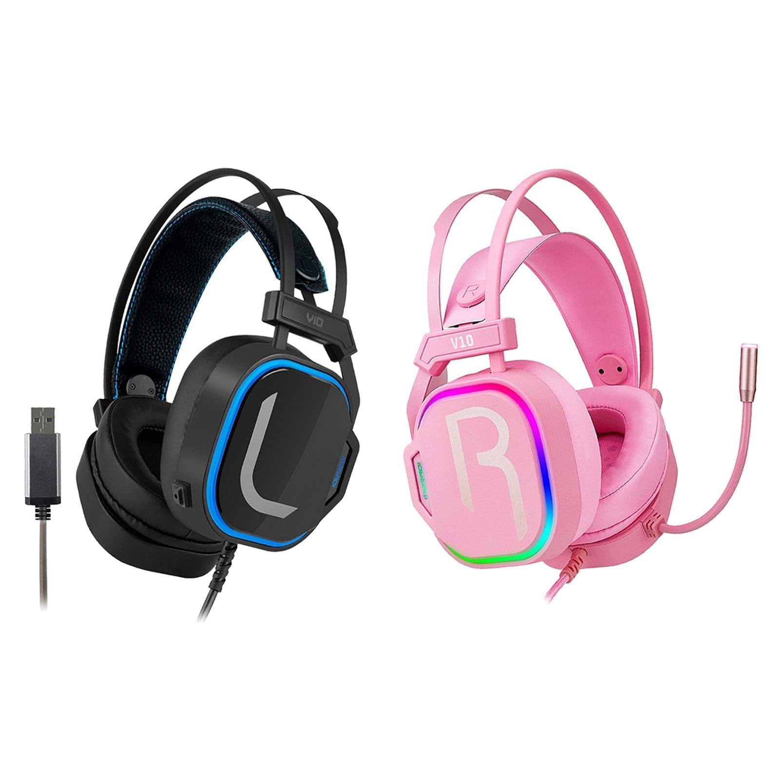 Bass Surround Over Ear Gaming Headset Earpiece for Gamer Pink