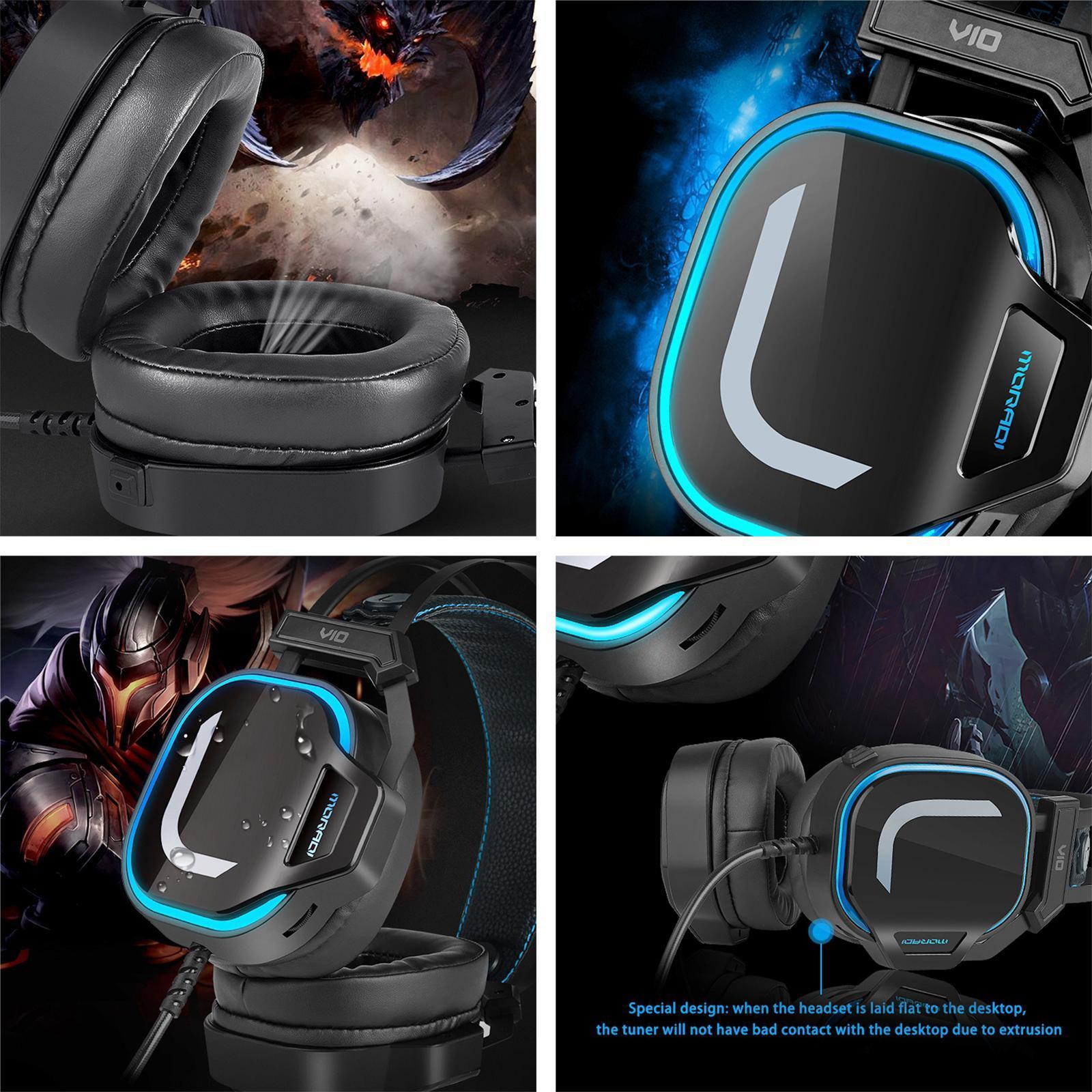 Bass Surround Over Ear Gaming Headset Earpiece for Gamer Black